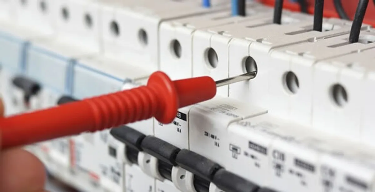 Electrical contractor testing circuit breakers during electrical repair in Lone Tree, CO